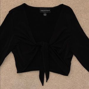 Tie front black long sleeve